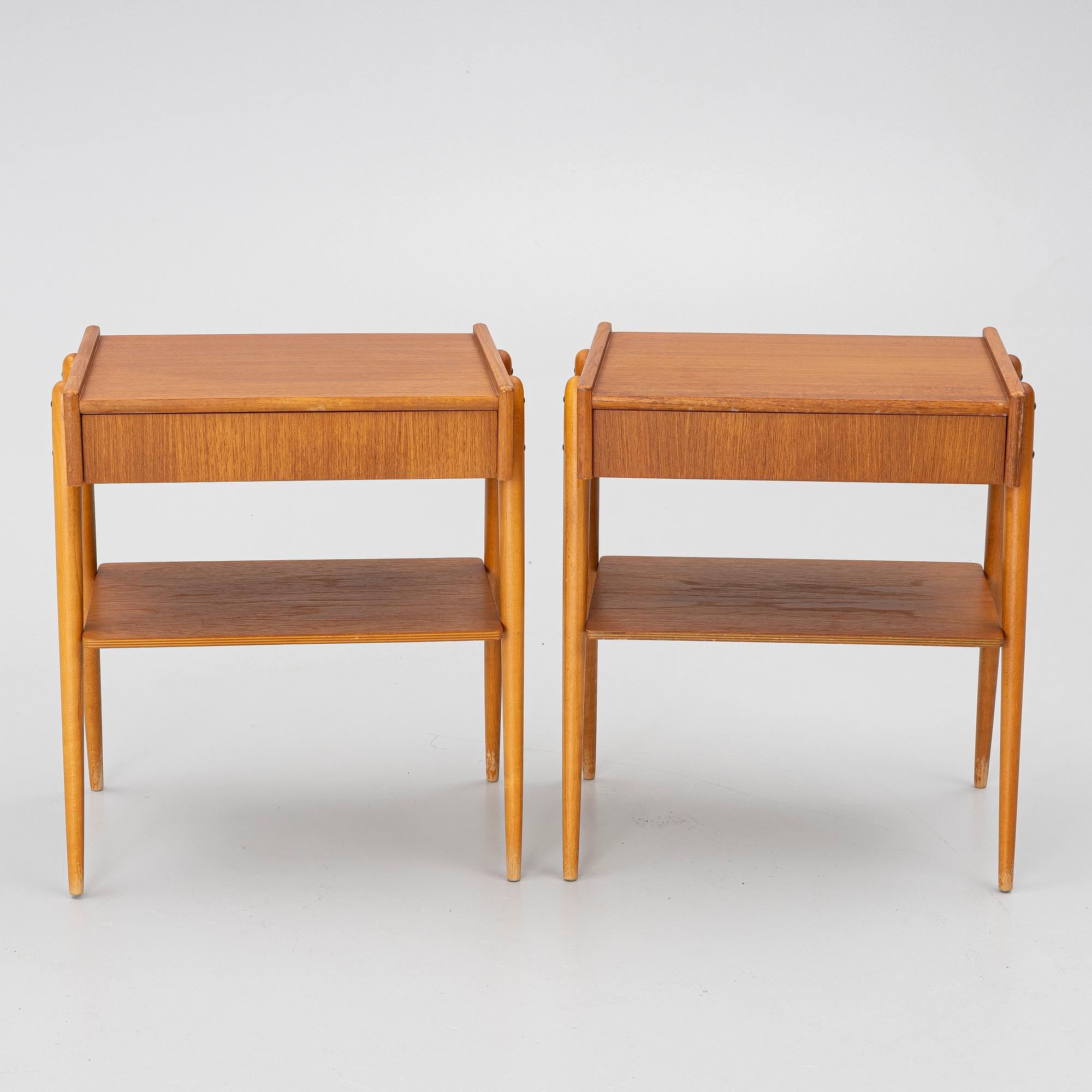 Bedside tables, a pair, 1960s.