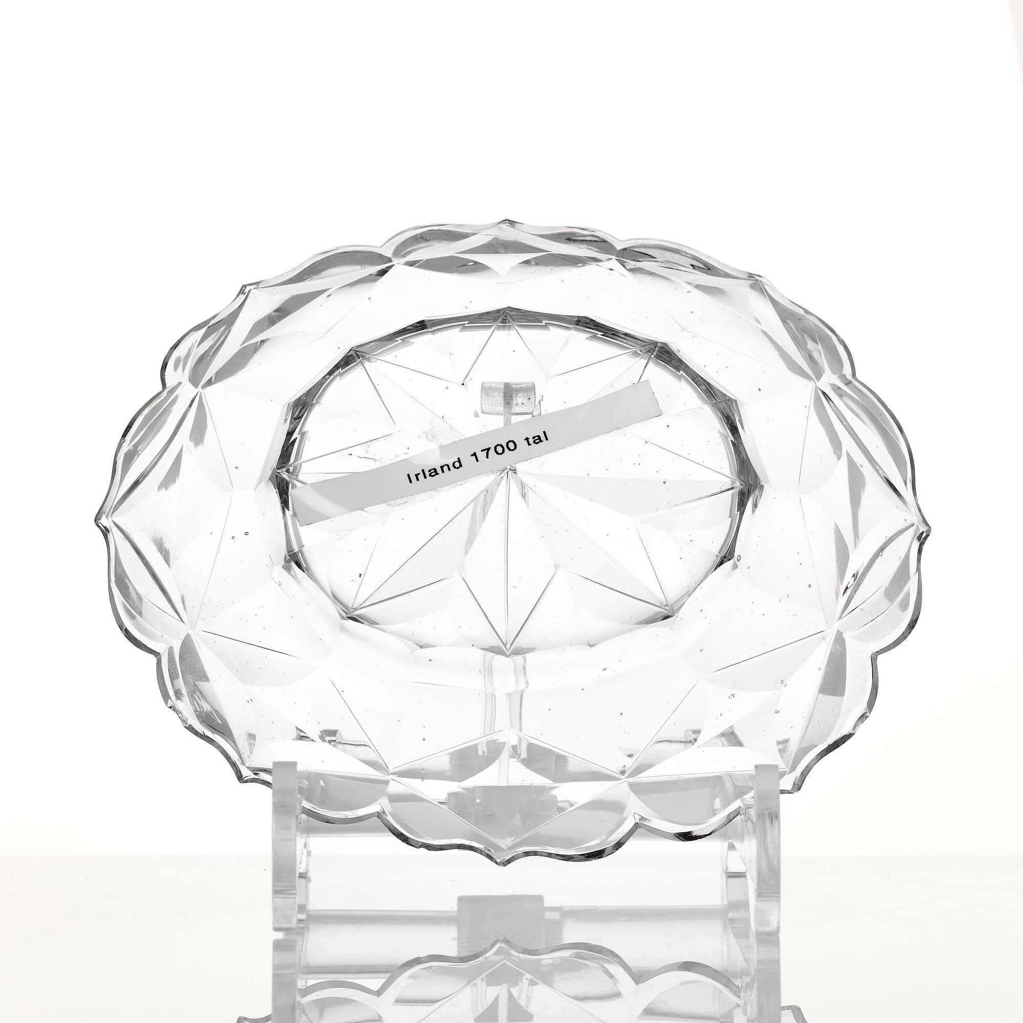 Skål med lock och fat, glas. Anglo-irisk, 1800.