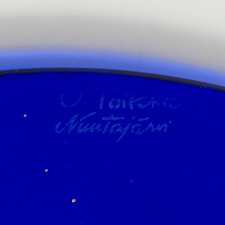 Oiva Toikka, Fat / underlägg, 2 st, glas, signerade O. Toikka Nuutajärvi.
