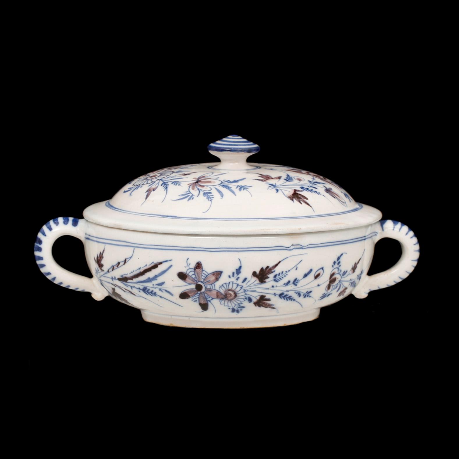 KALLSKÅL med LOCK, fajans, Rörstrand 1700-tal.