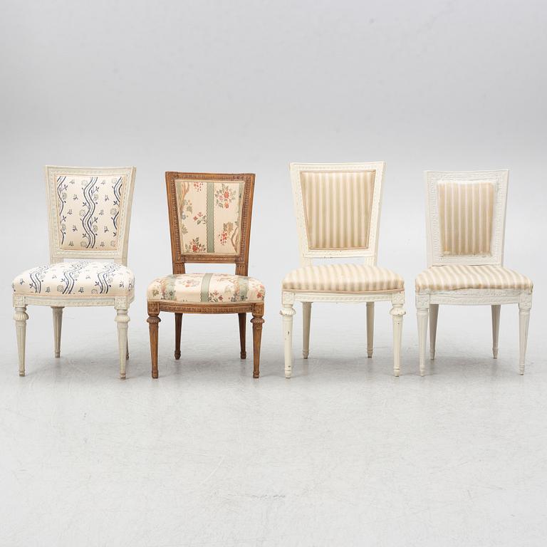 Ten late Gustavian chairs,
