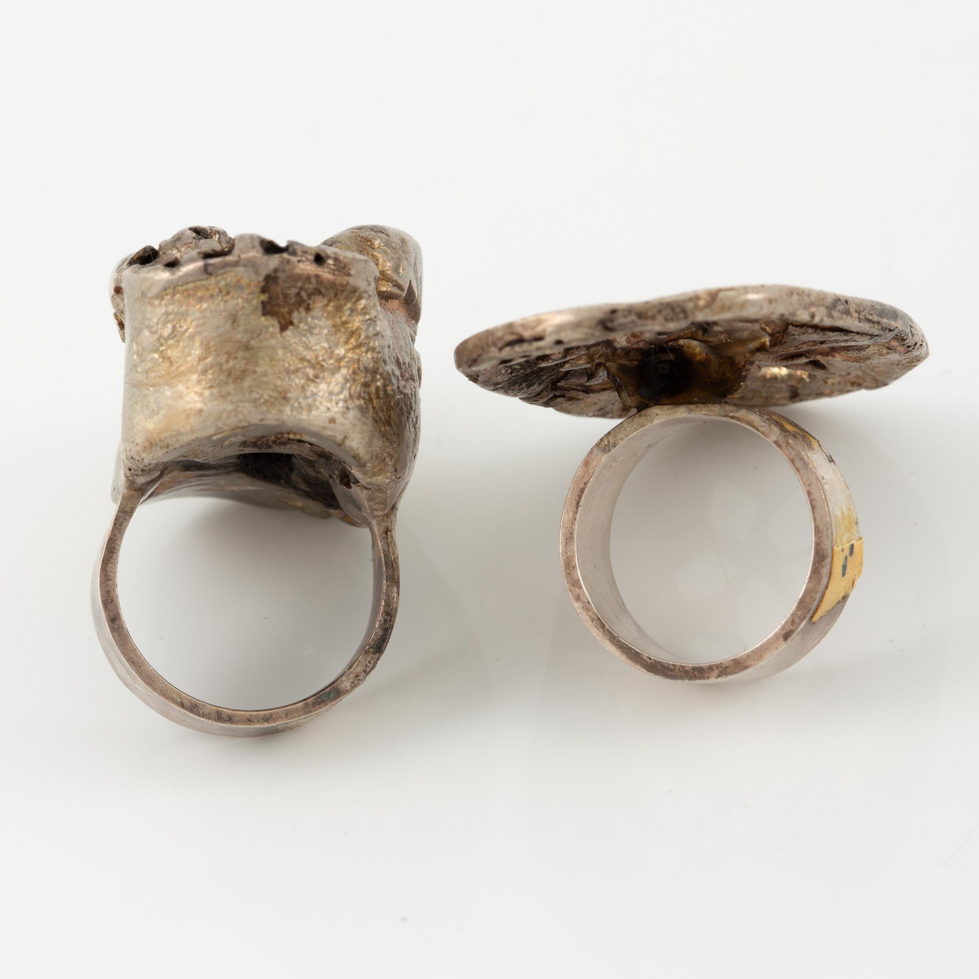 Lars Arby, four rings, sterling silver, Gothenburg 1967, 1969 and 1976.