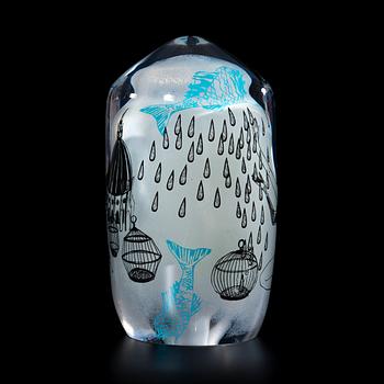 SINI MAJURI & ELLA VARVIO, GLAS SKULPTUR. Serieteckning i glas, Rengnig Stad. Sign. 2015.