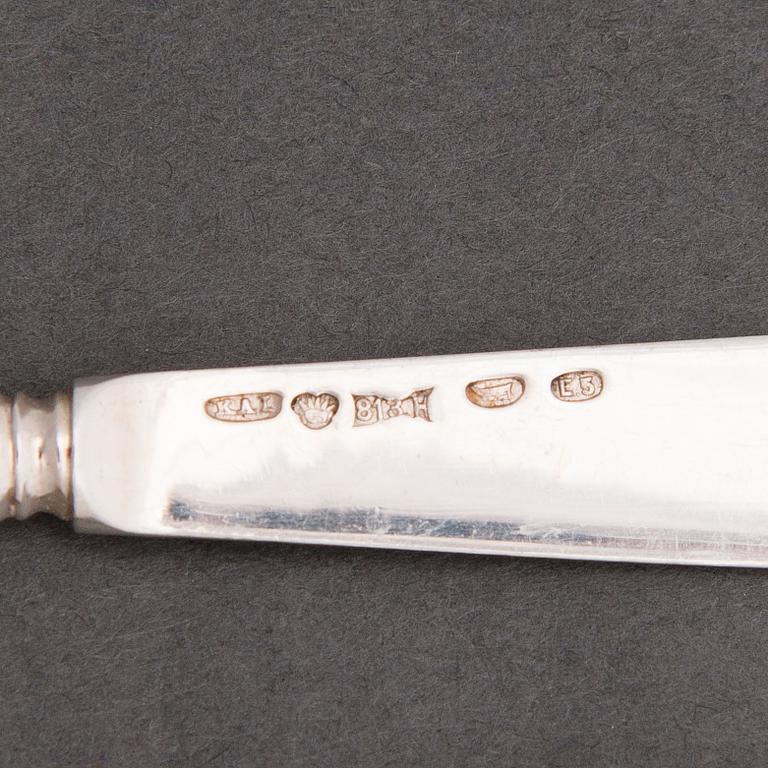 A SET FRUIT KNIVES, 6 st, silver. Hjalmar Edvard Fagerroos and Karl Alfred Lind, Helsinki Finland 1902-1910.