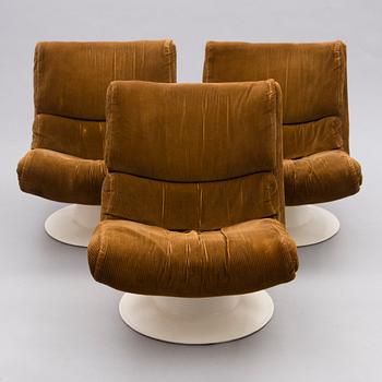 YRJÖ KUKKAPURO, three late 1960s "C-Saturnus" armchairs for  Haimi, Finland.