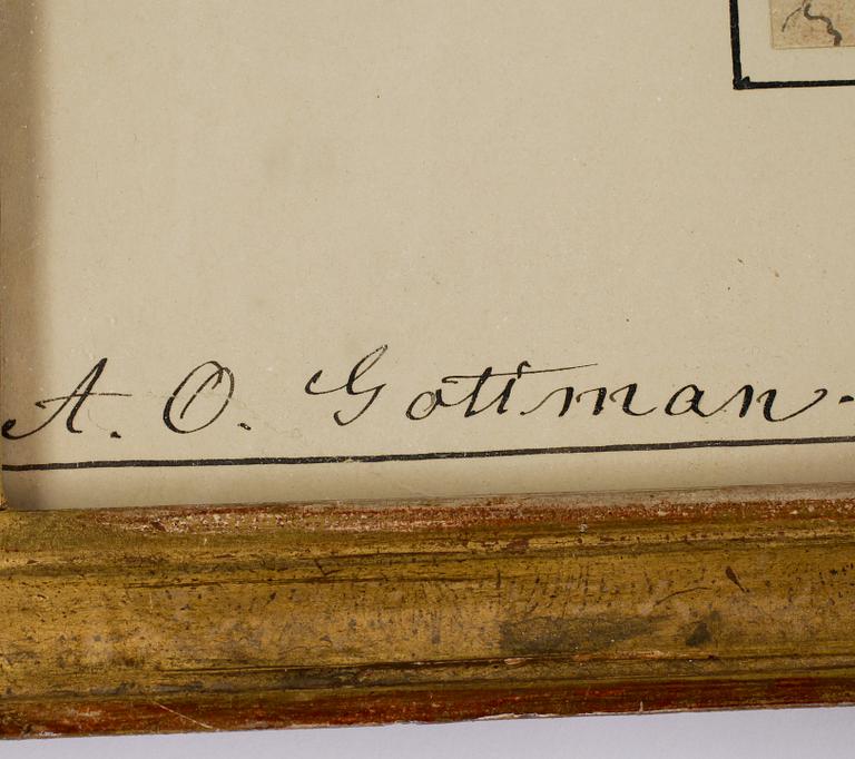 ANDERS OSKAR GOTTMAN, blyertsteckning. Signerad.