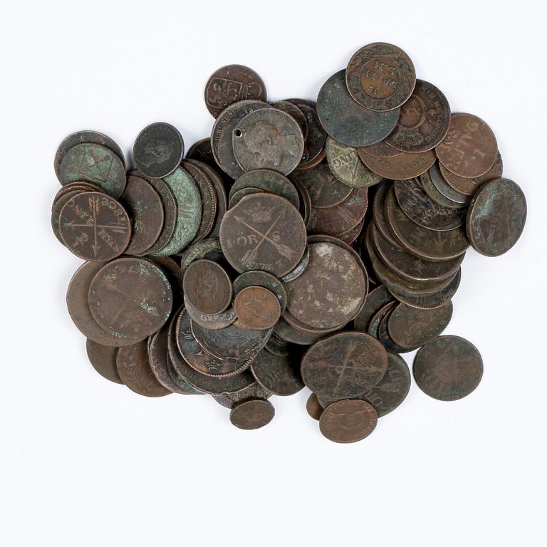 KOPPARMYNT, ca 130 st, Sverige, 1700-1800-tal.