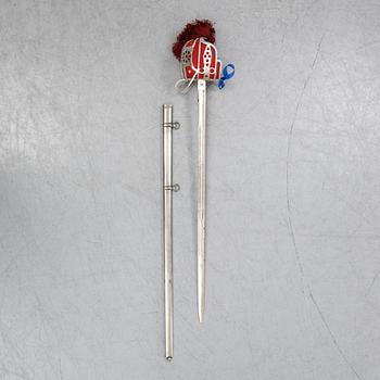A Regulation Basket hilted broadsword for Highland officers, with scabbard, late 20th Century.