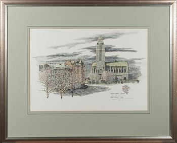 KIMMO PÄLIKKÖ, handmålat seritryck, signerad och daterad 1985.