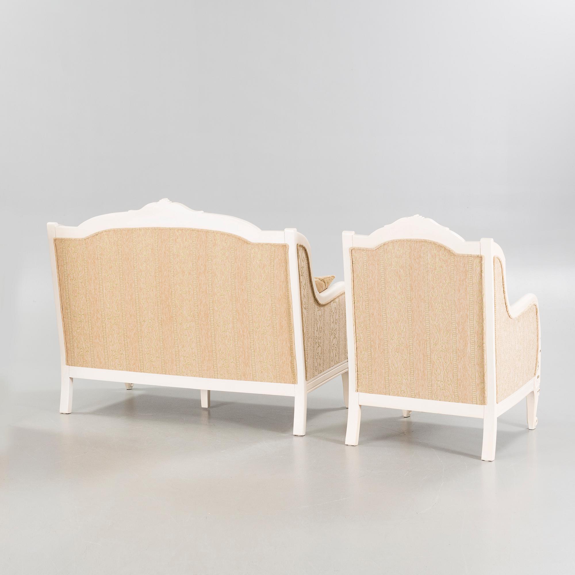 A pair of armchairs and a sofa from the second half of the 20th century.