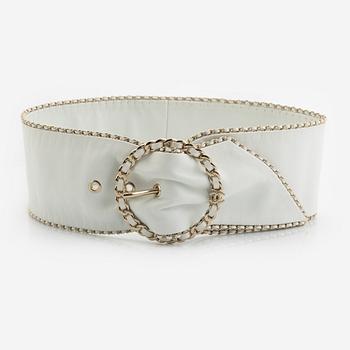 Chanel, a white leather belt.