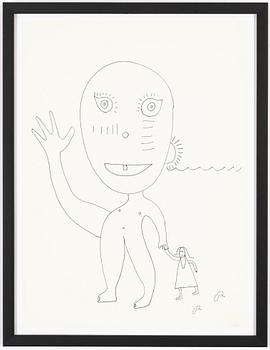 Roger Risberg, indian ink drawing, signed. Executed in 2008.