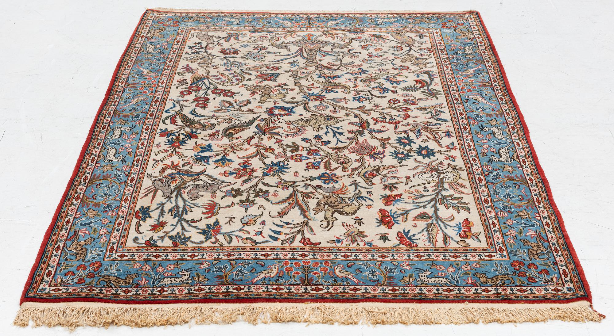 Carpet, Ghom, approx. 215 x 140 cm.