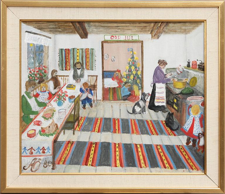 ALMA ÖHRSTRÖM, olja på pannå, sign o dat 80.