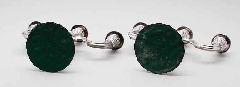 KANDELABRAR, 1 par, silver, svenska importstämplar, Tyskland, 1900-talets första hälft.