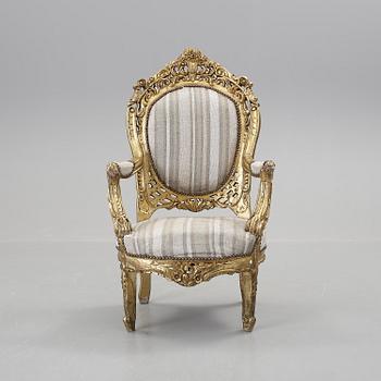 FÅTÖLJ, rokokostil, 1900-tal.