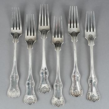 GAFFLAR, silver, 6 st, modell Olga, 424 gram. G. Dahlgren, delvis 1851.