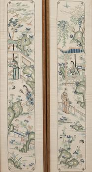 SIDENBRODERIER, ett par, Kina, 18/1900-tal.