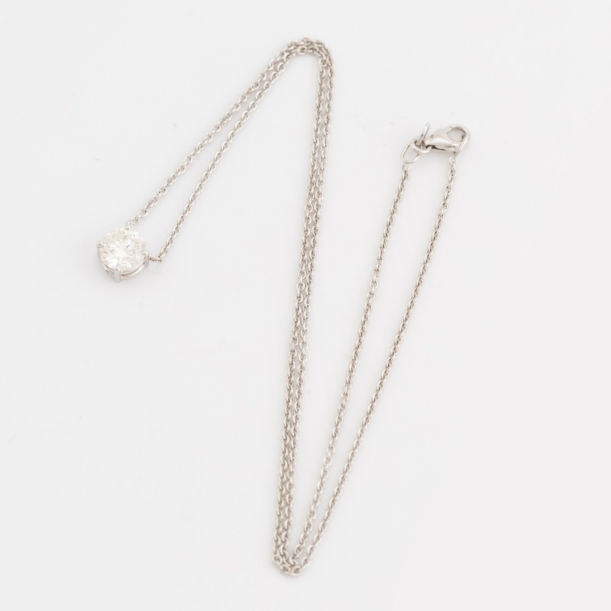Collier, enstenshänge med briljantslipad diamant.