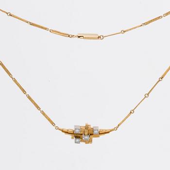LAPPONIA NECKLACE 18K gold w 4 brlliant-cut diamonds 0,25 ct engraved, "Diamantstad", Finland 1984.