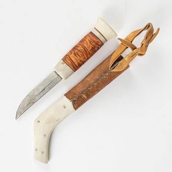 A reindeer horn knife by Nikolaus Fankki, signed.