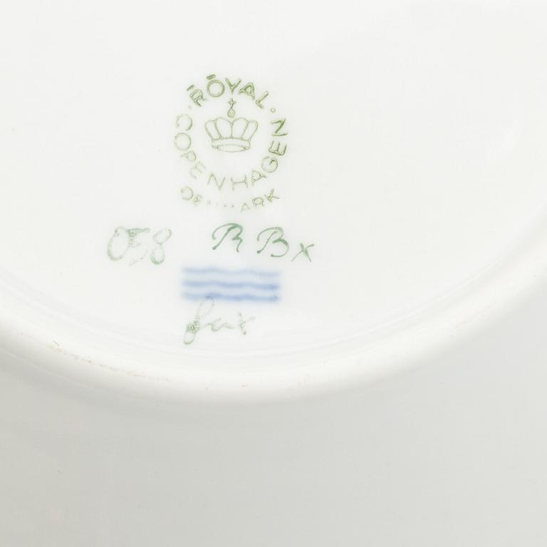 Royal Copenhagen, seven mocka cups with saucers, 'Flora Danica', Denmark.