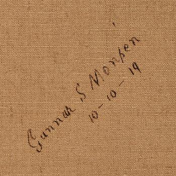 Johan Krouthén, Sommarlandskap med stuga, sjö och kor.