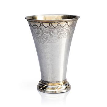 358. A Swedish 18th century parcel-gilt silver beaker, mark of Lorens Stabeus, Stockholm 1763.