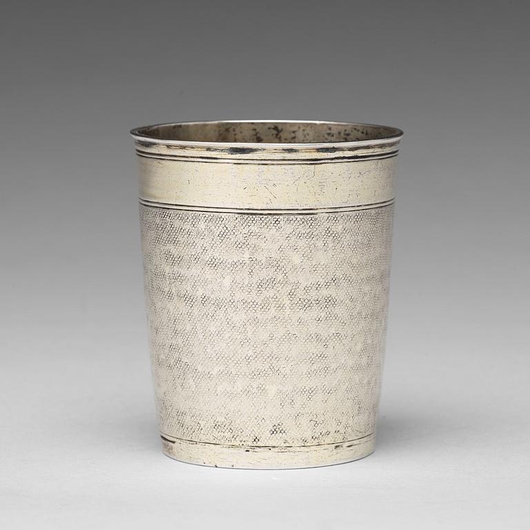 A German 17th century silver-gilt beaker, mark of Johann Höfler, Nürnberg (1655-1704).