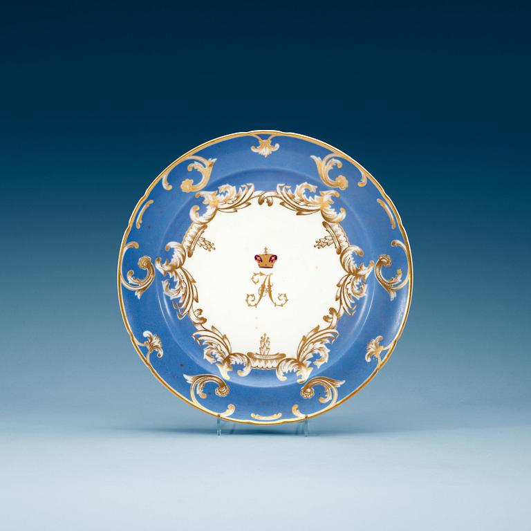 A Russian dinner plate, Imperial porcelain manufactory, period of Alexander II.