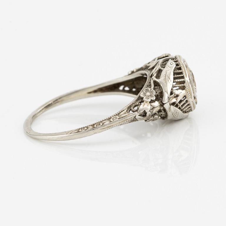 Rings, two pieces, 18K white gold with brilliant-cut diamonds, Art Deco.