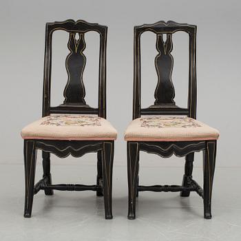 STOLAR, ett par, barockstil, 1800-tal.