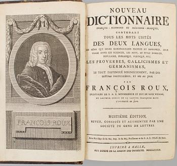 A book, Francois Roux: "Noveau Dictionnaire Franois-Allemand et 
Allemand-Francois".