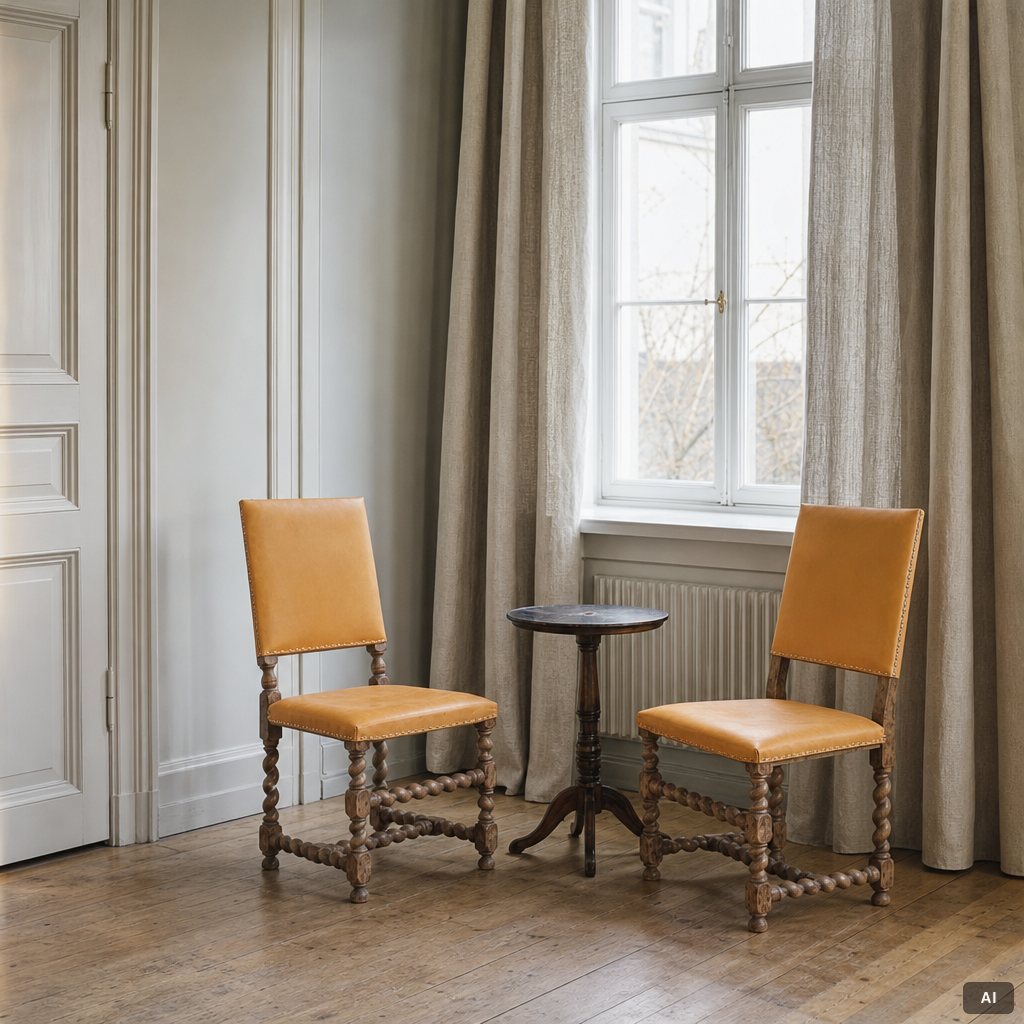 Stolar, ett par snarlika, Barock, omkring 1700-talets mitt.