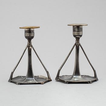 CANDLESTICKS, a pair, WMF (Württembergische Metallwarenfabrik), jugend, Germany, early 20th century.