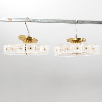 Carl Fagerlund, ceiling lamps, a pair, Orrefors, second half of the 20th century.