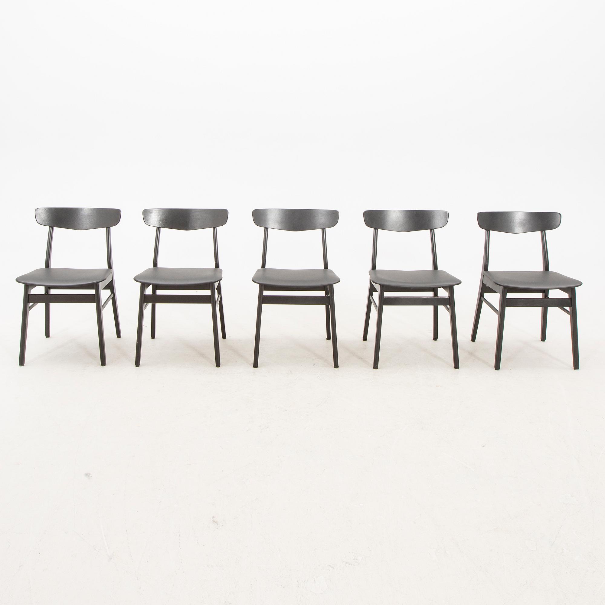 A set of five Farstrup 1960s dining chairs.