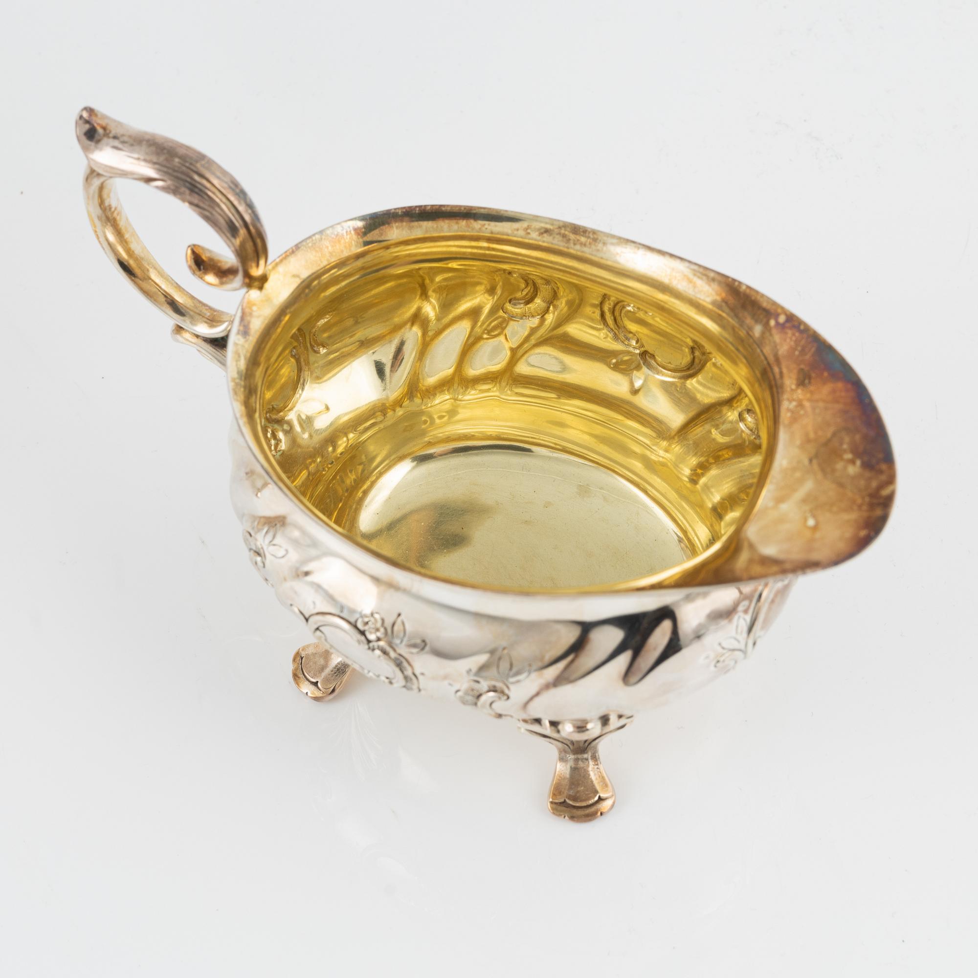 CG Hallberg, kaffeservis, 3 delar, silver, rokokostil, Stockholm 1953.