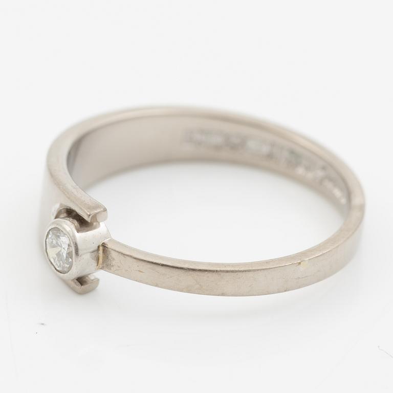 Lapponia, ring 18K white gold set with a round brilliant-cut diamond, Finland 1973.