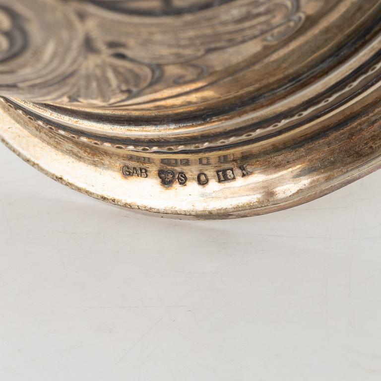 A Silver Box, Creamer and Beaker, including mark of GAB, Stockholm 1935.