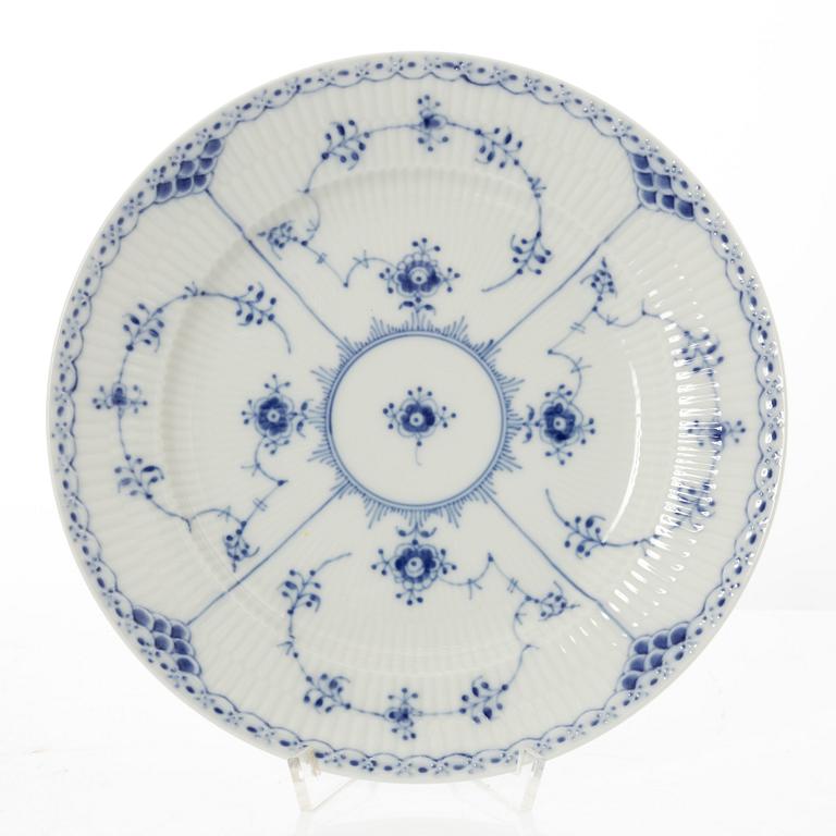 Royal Copenhagen, 35 pieces of a porcelain 'Blue Fluted' half lace dinner service, Denmark, 1889-1978.