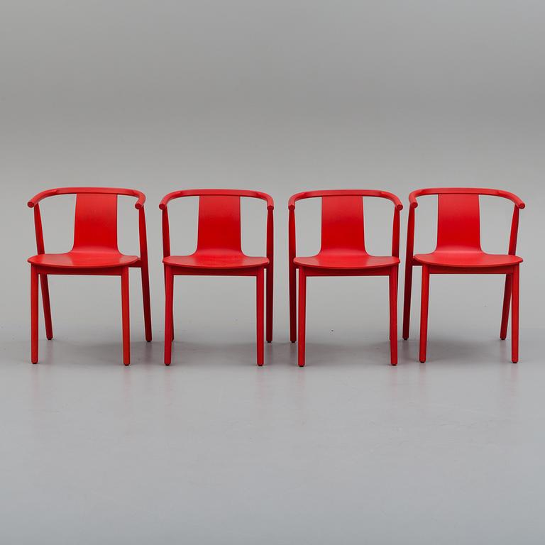 Four Cappellini wooden chairs.