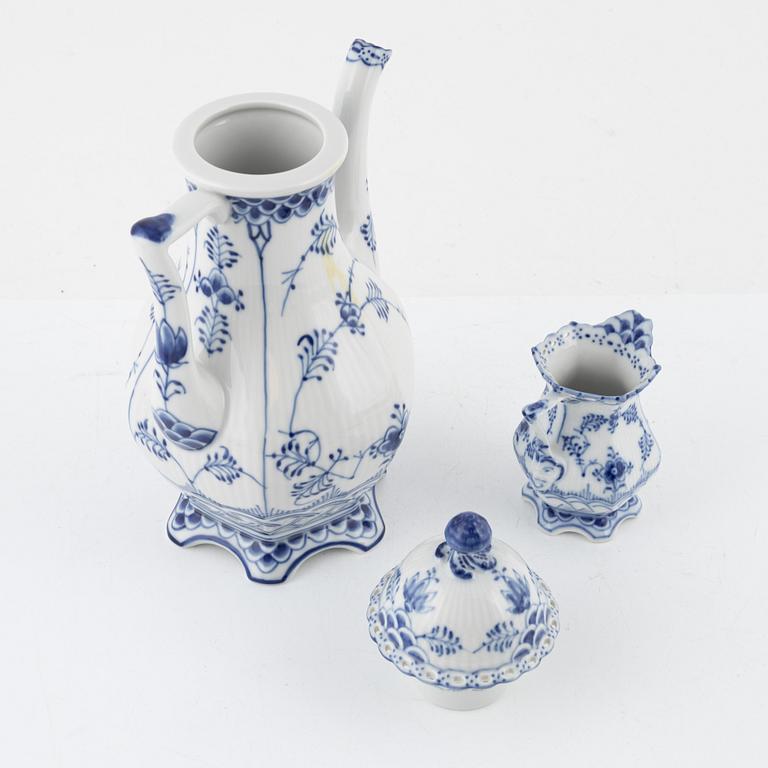 A 35-piece porcelain coffee service, "Musselmalet", mostly full lace, Royal Copenhagen, Denmark.