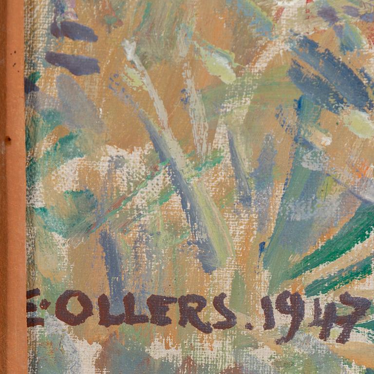 EDVIN OLLERS, oil on canvas laid down on panel, siged E. Ollers and dated 1947.