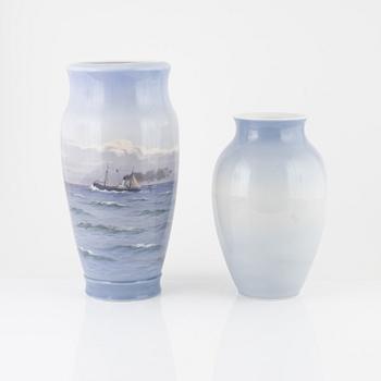 Royal Copenhagen, two porcelain vases, Denmark.