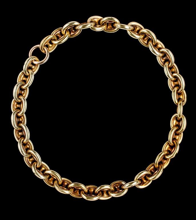 A gold necklace.