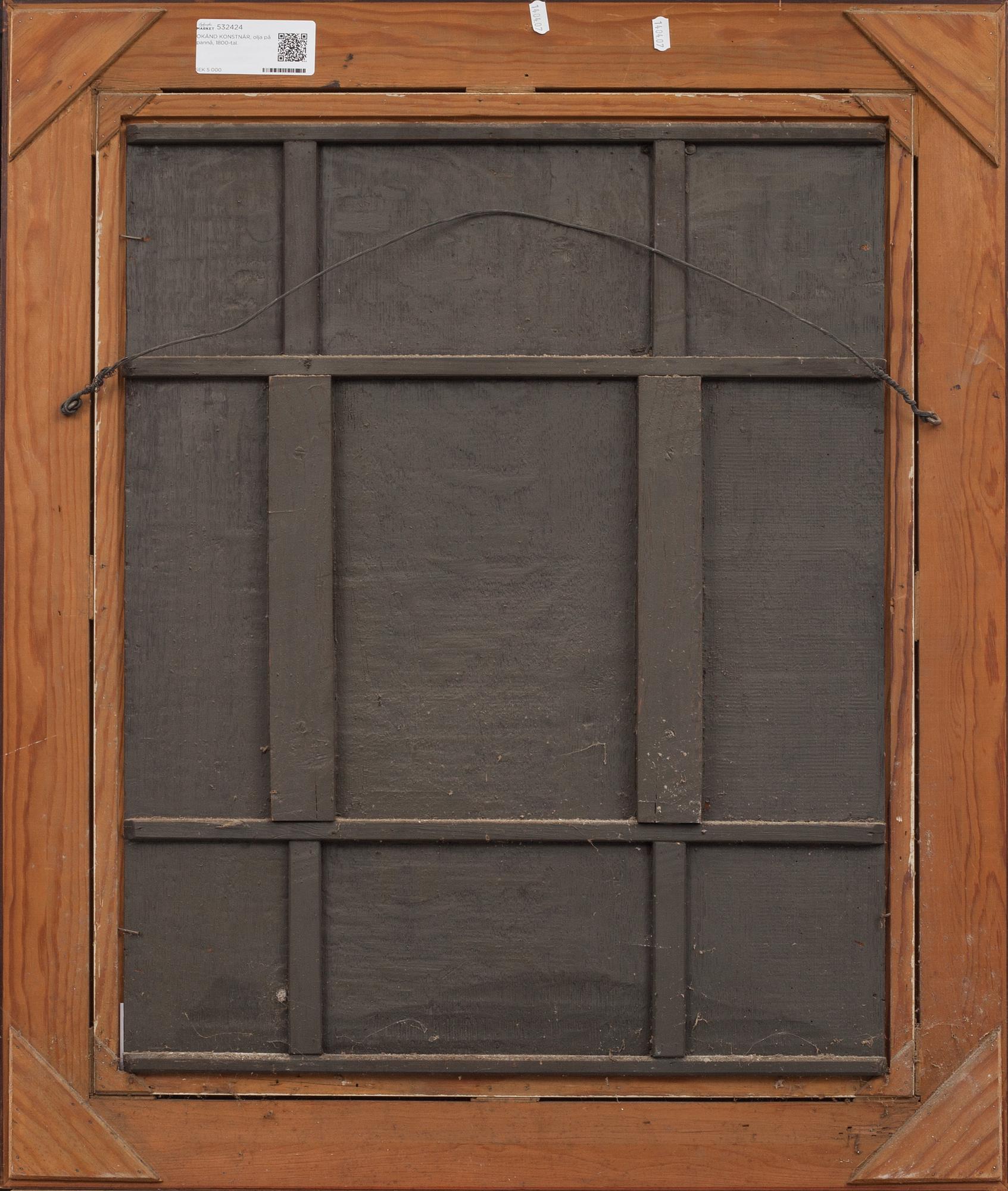 OKÄND KONSTNÄR, olja på pannå, 1800-tal.