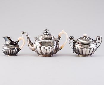 TEA SERVICE, 3 PIECES, silver, Russia early 19th century.