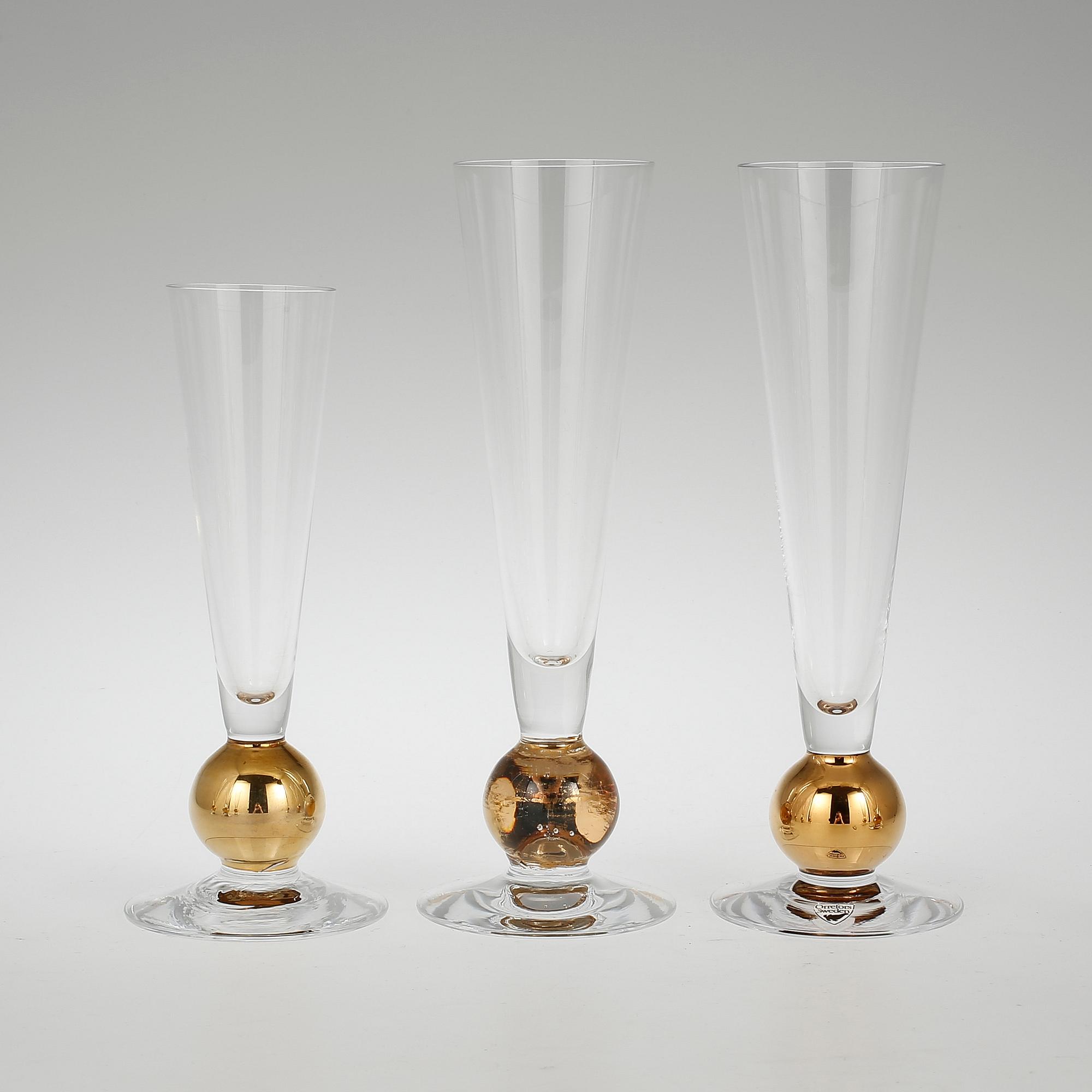 CHAMPAGNESTRUTAR, 10 st, glas, Nobelservisen, Gunnar Cyrén, Orrefors.