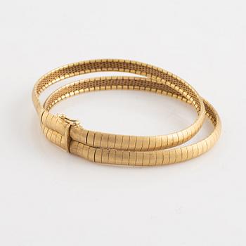 Necklace and bracelet, 18K gold. Italian marks.